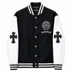Chrome Hearts Jacket Black & White Leather Sleeve Varsity