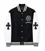 Chrome Hearts Jacket Black & White Leather Sleeve Varsity