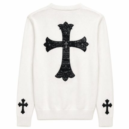 Chrome Hearts Leather Cross Motif Knit Cardigan