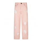 Chrome Hearts Light Pink White Cross Patch Jeans
