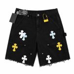 Chrome Hearts Multi-Color Cross Denim Shorts