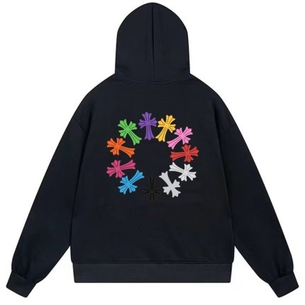 Chrome Hearts Multi Color Cross Graphic Black Hoodie