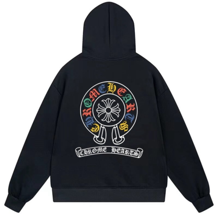 Chrome Hearts Multi Color Gothic Horseshoe Hoodie Black