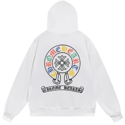 Chrome Hearts Multi Color Gothic Horseshoe Hoodie White