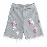 Chrome Hearts Multi Cross Patch Denim Shorts