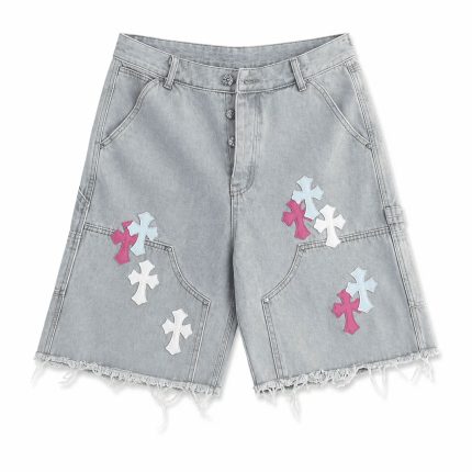 Chrome Hearts Multi Cross Patch Denim Shorts
