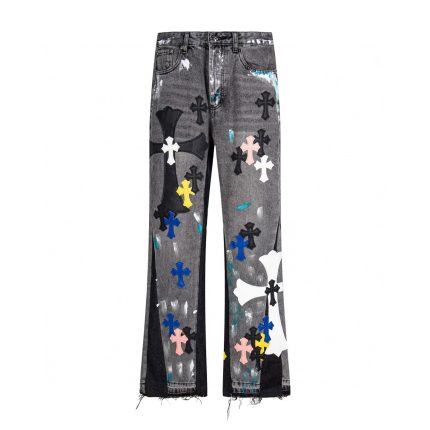 Chrome Hearts Multi Cross Patchwork Distressed Jeans