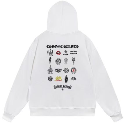 Chrome Hearts Multi Logo Graphic White Hoodie