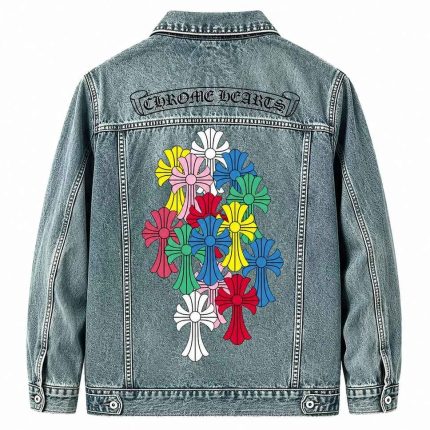 Chrome Hearts Multicolor Cross Floral Denim Jacket