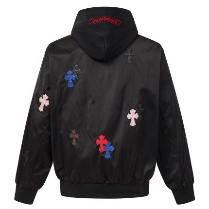 Chrome Hearts Multicolor Cross Patch Hooded Bomber Jacket