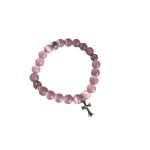 Chrome Hearts Pink Cat Eye Cross Bead Bracelet