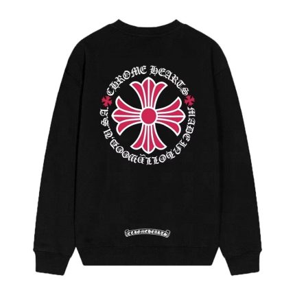 Chrome Hearts Pink Cross Circle Sweatshirt – Black