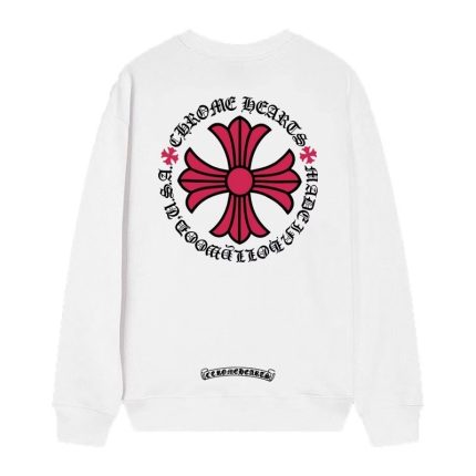 Chrome Hearts Pink Cross Circle Sweatshirt – White