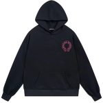 Chrome Hearts Pink Horseshoe Logo Black Hoodie