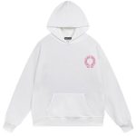 Chrome Hearts Pink Horseshoe Logo White Hoodie