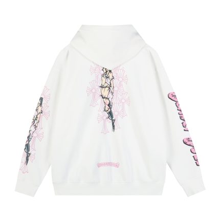 Chrome Hearts Pink Tokyo Angel Hoodie White