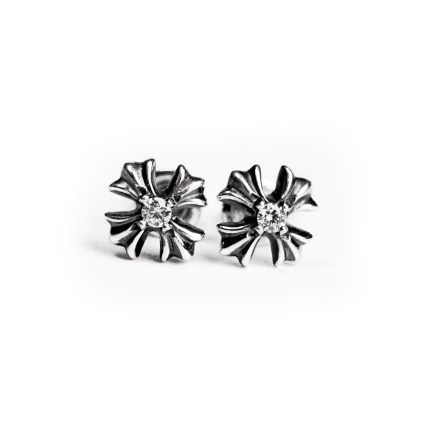 Chrome Hearts Plus Stud Earrings With Diamonds