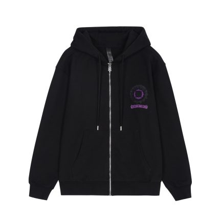 Chrome Hearts Purple Floral Cross Zip-Up Hoodie