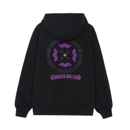 Chrome Hearts Purple Floral Cross Zip-Up Hoodie
