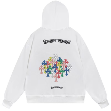 Chrome Hearts Rainbow Cross White Hoodie