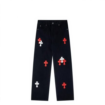 Chrome Hearts Red Cross Patch Black Jeans