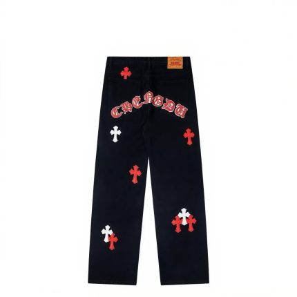 Chrome Hearts Red Cross Patch Black Jeans