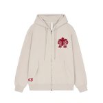 Chrome Hearts Red Distressed Horseshoe Zip-Up Hoodie
