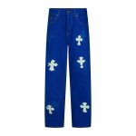 Chrome Hearts Royal Blue Contrast Cross Patch Jeans