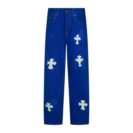 Chrome Hearts Royal Blue Contrast Cross Patch Jeans