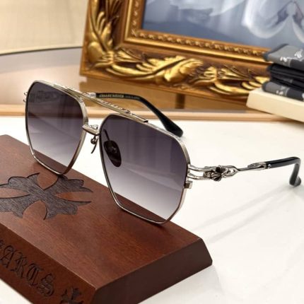 Chrome Hearts Silver Hexagon Grey Gradient Sunglasses
