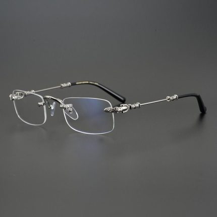 Chrome Hearts Silver Rimless Cross Glasses