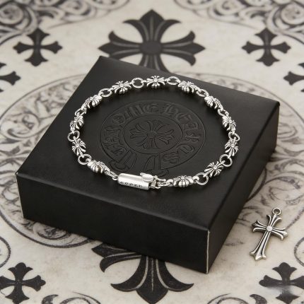 Chrome Hearts Silver Vintage classic Cross Flower chain Bracelet