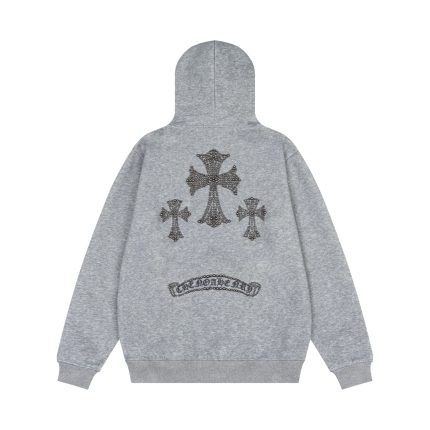Chrome Hearts Studded Triple Cross Zip-Up Hoodie