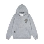 Chrome Hearts Studded Triple Cross Zip-Up Hoodie