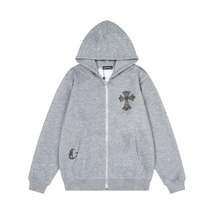 Chrome Hearts Studded Triple Cross Zip-Up Hoodie