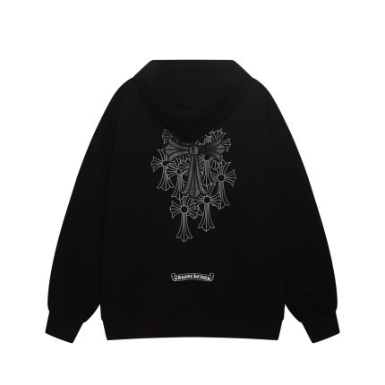 Chrome Hearts Tonal Floral Cross Zip-Up Hoodie