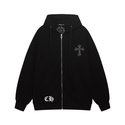 Chrome Hearts Tonal Floral Cross Zip-Up Hoodie