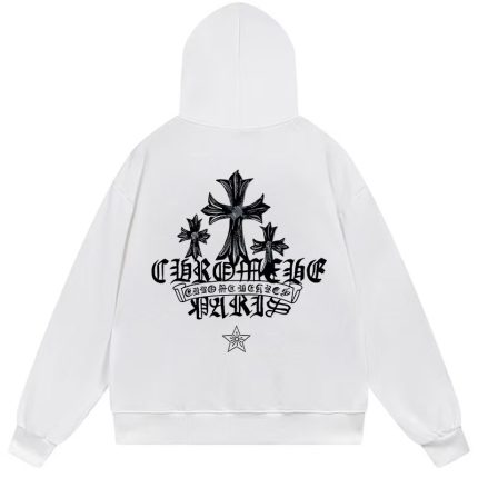 Chrome Hearts Triple Cross Graphic White Hoodie