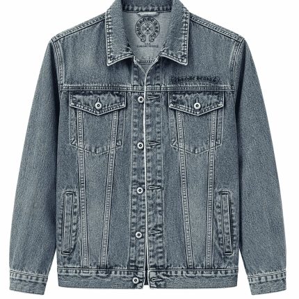 Chrome Hearts Triple Cross Logo Blue Denim Jacket