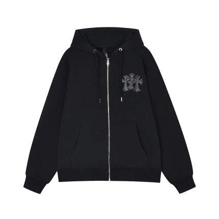 Chrome Hearts Triple Cross Zip-Up Hoodie Black
