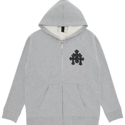 Chrome Hearts Triple Leather Cross Zip Up Hoodie