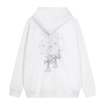 Chrome Hearts White Crystal Cross Zip Hoodie