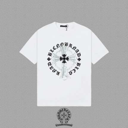 Chrome Hearts White Gothic Black Cross Circle Shirt