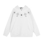 Chrome Hearts White Gothic Cross Pullover Hoodie