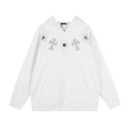 Chrome Hearts White Gothic Cross Pullover Hoodie