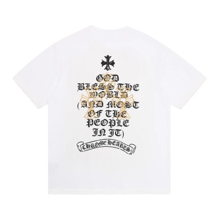 Chrome Hearts White Gothic Cross Script T-Shirt