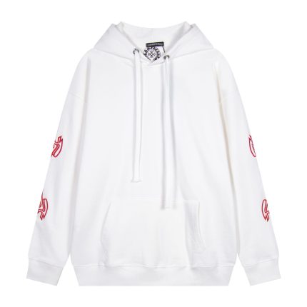 Chrome Hearts White Gothic Horseshoe Cross Hoodie