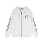 Chrome Hearts White Gothic Horseshoe Zip Hoodie