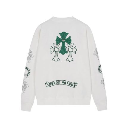 Chrome Hearts White Green Cross Floral Crewneck Sweatshirt