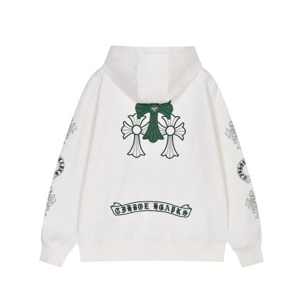 Chrome Hearts White Green Triple Cross Zip-Up Hoodie